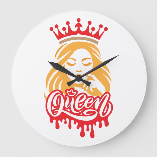 Queen Design – Elegant Royal Crown Typography for  Large Clock (Front)