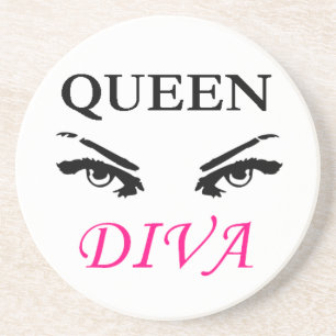 Queen Diva black & pink logo with feminine eyes Coaster