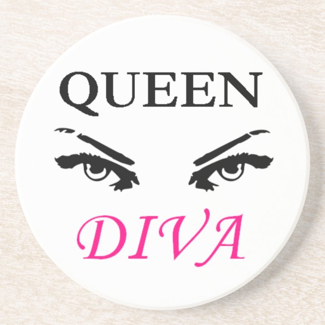 Queen Diva black & pink logo with feminine eyes Coaster (Front)
