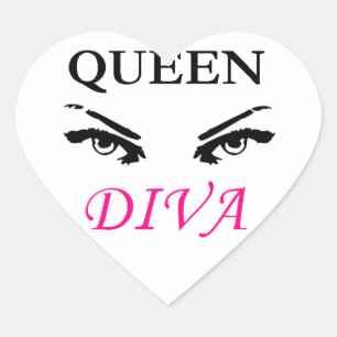 Queen Diva black & pink logo with feminine eyes Heart Sticker