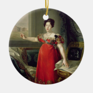 Queen Dona Maria Isabel de Braganza, 1829 (oil on Ceramic Tree Decoration