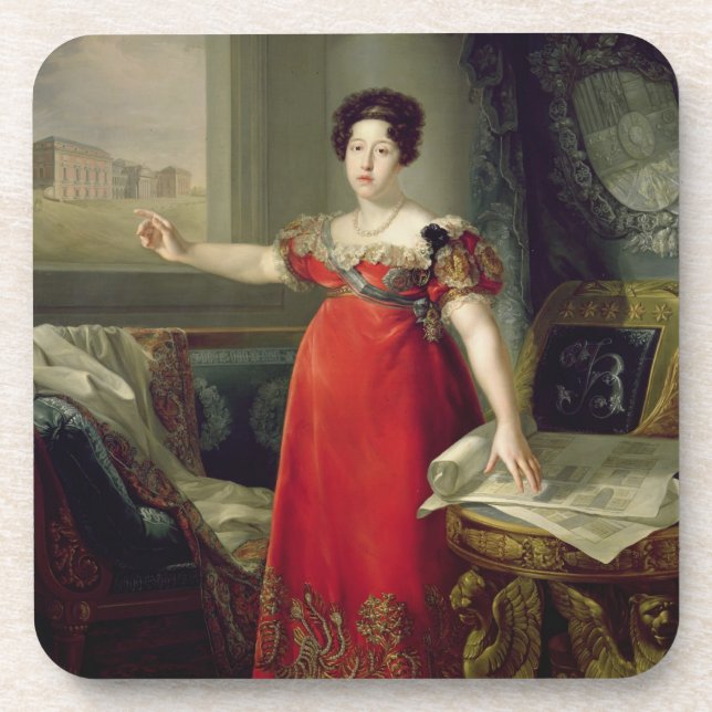 Queen Dona Maria Isabel de Braganza, 1829 (oil on Coaster (Front)