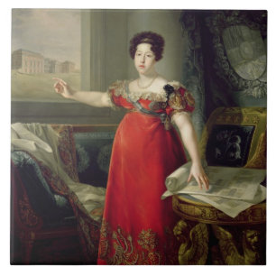 Queen Dona Maria Isabel de Braganza, 1829 (oil on Tile