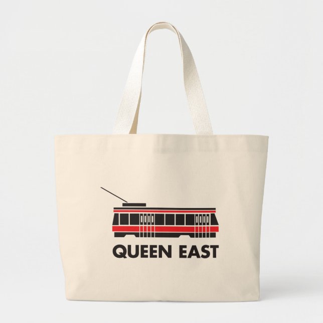 Queen East (Toronto) and Streetcar Large Tote Bag (Front)