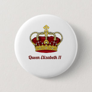 Queen Elizabeth 11 Crown 6 Cm Round Badge