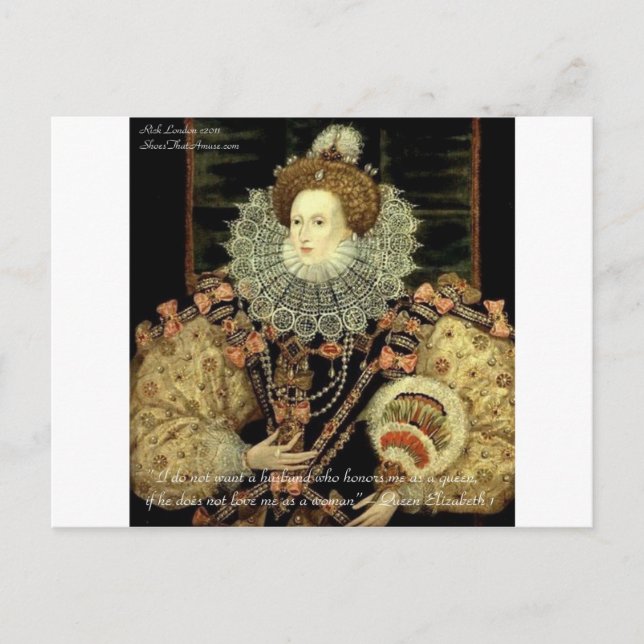 Queen Elizabeth 1 Love/Honour Love Quote Gifts Postcard (Front)