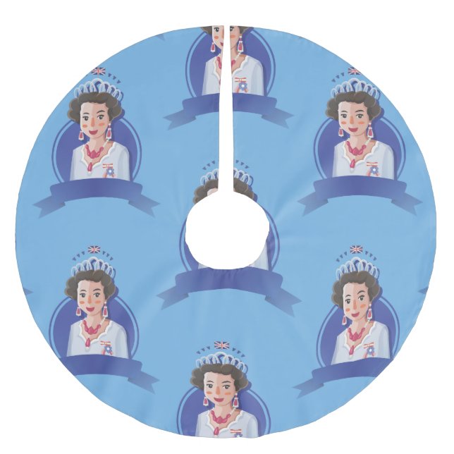 queen elizabeth 2 xmas christmas tree skirt (Front)