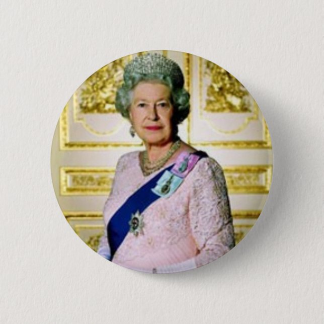 Queen Elizabeth 6 Cm Round Badge (Front)