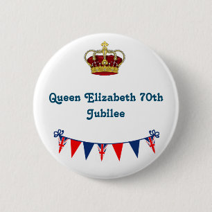 Queen Elizabeth 70th Jubilee 6 Cm Round Badge