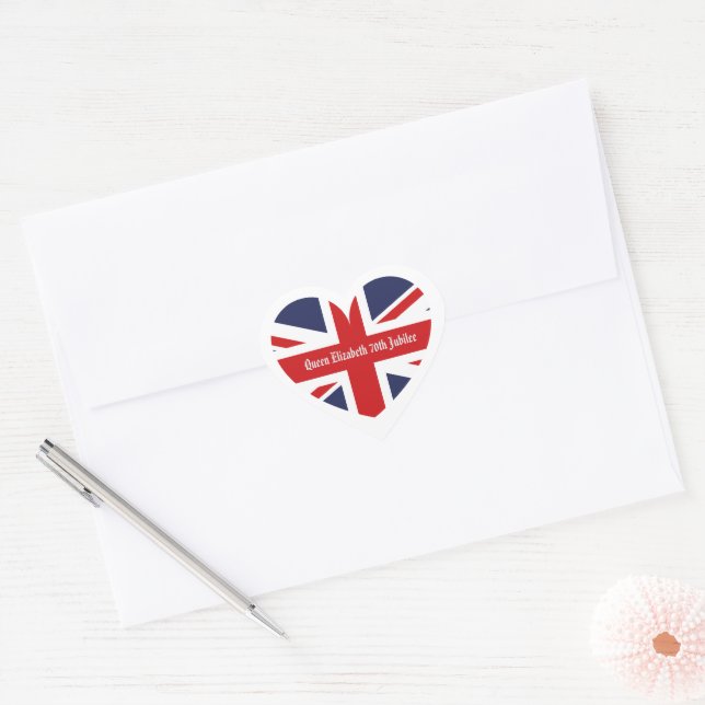 Queen Elizabeth 70th Jubilee  Heart Sticker (Envelope)