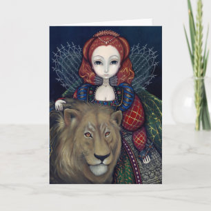 "Queen Elizabeth and a Lion" Greeting Card