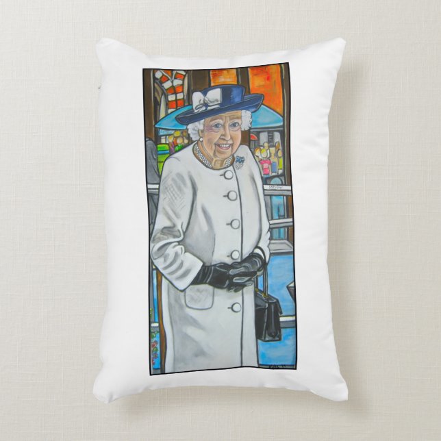 Queen Elizabeth At Paddington Station Decorative Cushion (Front(Vertical))