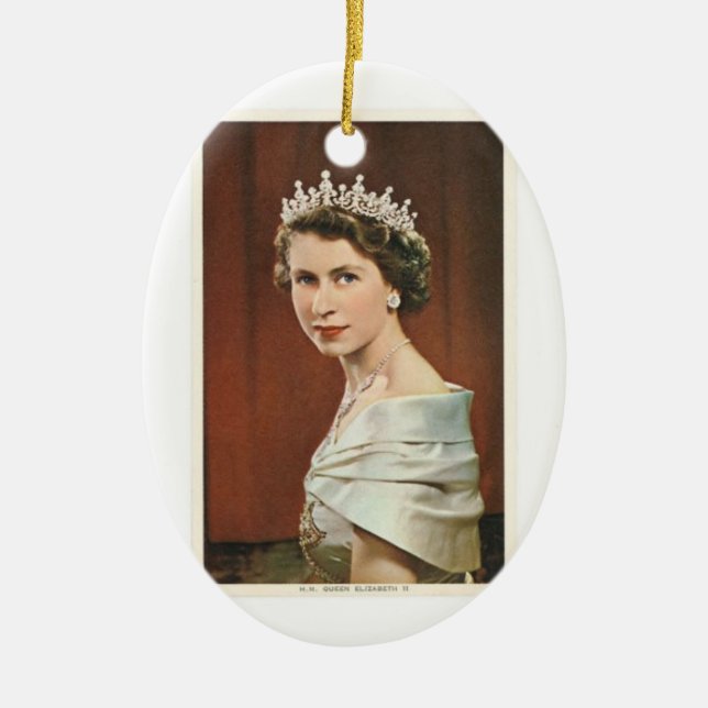 Queen Elizabeth Ceramic Tree Decoration (Front)