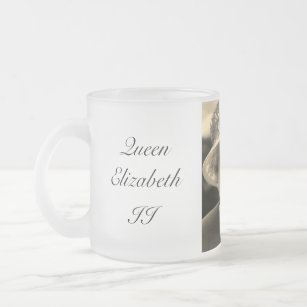 Queen Elizabeth Frosted Glass Coffee Mug