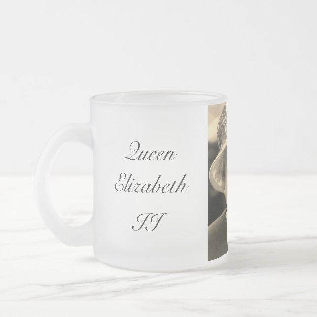 Queen Elizabeth Frosted Glass Coffee Mug (Left)