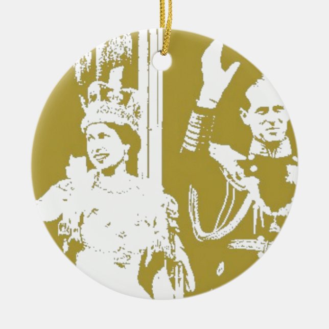 Queen Elizabeth Golden Jubilee Retro Ceramic Tree Decoration (Front)