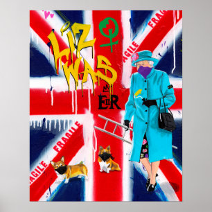 "queen Elizabeth" Graffiti Style Poster