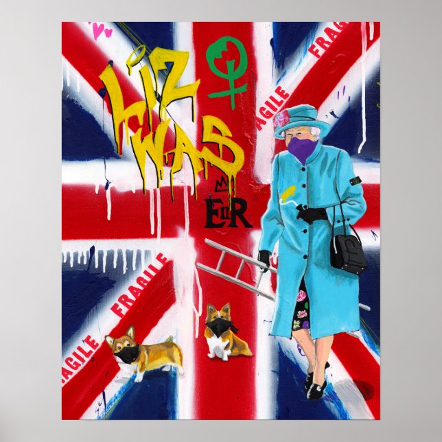 "queen Elizabeth" Graffiti Style Poster (Front)