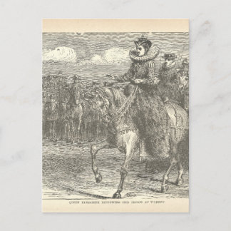 Queen Elizabeth I at Tilbury Antique Engraving Postcard