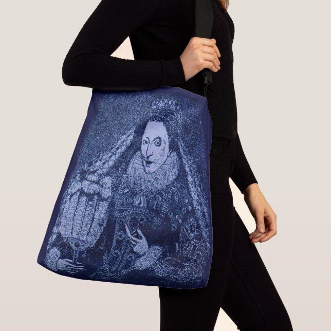 Queen Elizabeth I in blue print Crossbody Bag (Close Up)