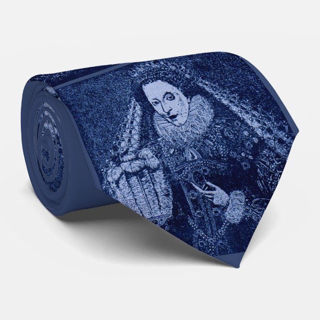 Queen Elizabeth I in blue print  Tie (Rolled)
