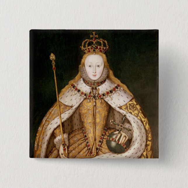 Queen Elizabeth I in Coronation Robes 15 Cm Square Badge (Front)