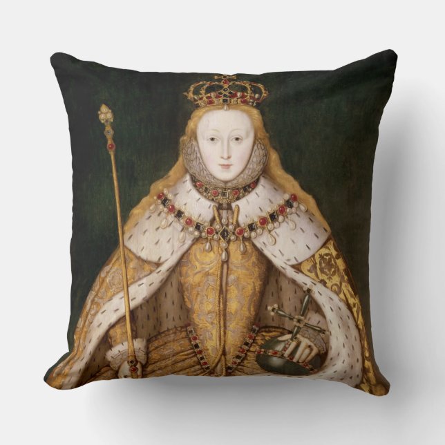 Queen Elizabeth I in Coronation Robes Cushion (Front)