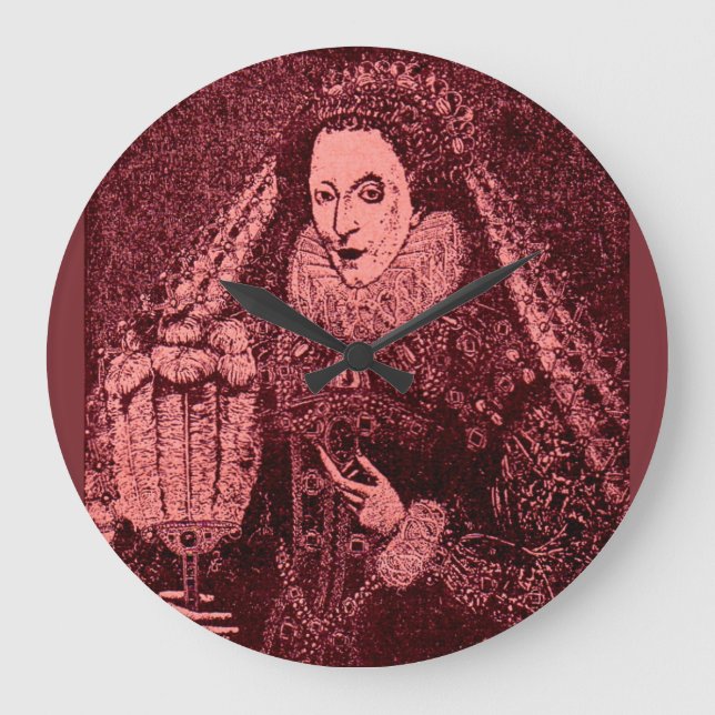 Queen Elizabeth I in pink Large Clock (Front)