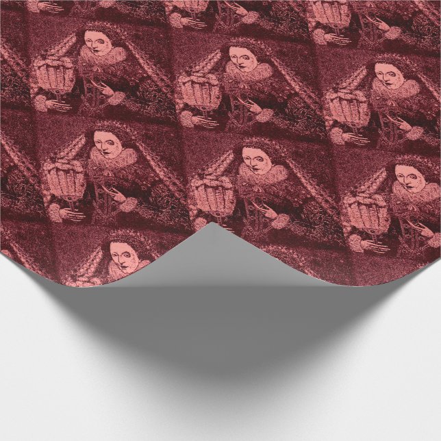 Queen Elizabeth I in pink print Wrapping Paper (Corner)