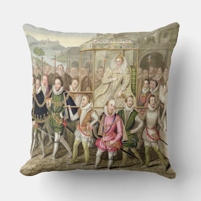 Queen Elizabeth I in procession with her Courtiers Cushion (Front)