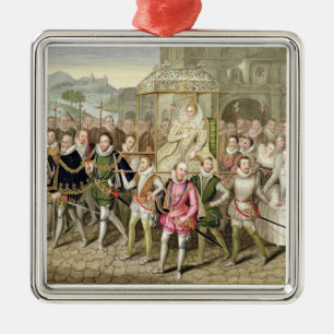 Queen Elizabeth I in procession with her Courtiers Metal Tree Decoration