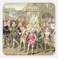 Queen Elizabeth I in procession with her Courtiers