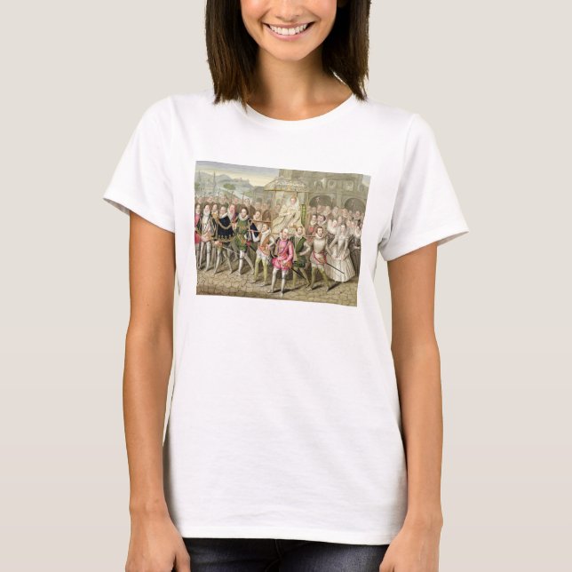 Queen Elizabeth I in procession with her Courtiers T-Shirt (Front)