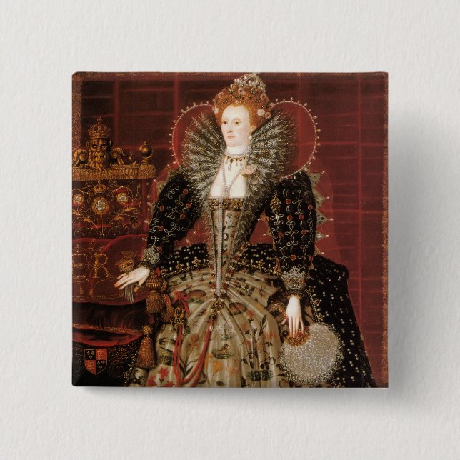 Queen Elizabeth I of England 15 Cm Square Badge (Front)