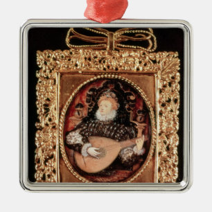 Queen Elizabeth I playing the lute Metal Tree Decoration