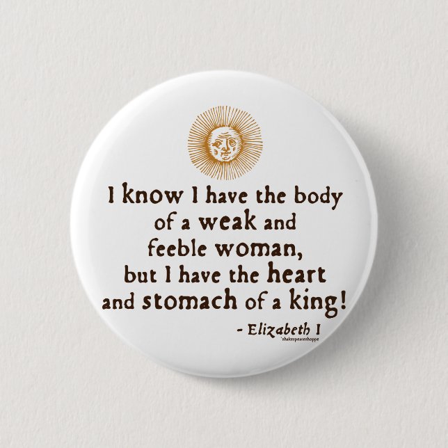Queen Elizabeth I Tilbury Quote 6 Cm Round Badge (Front)