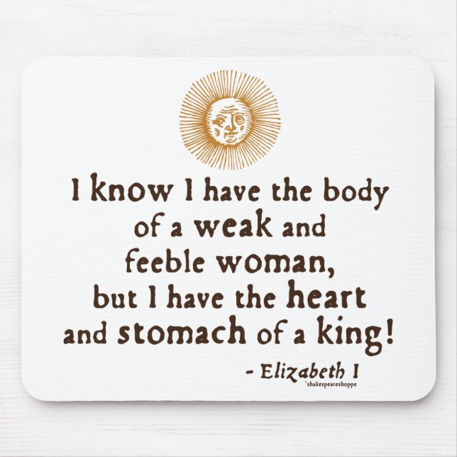 Queen Elizabeth I Tilbury Quote Mouse Mat (Front)