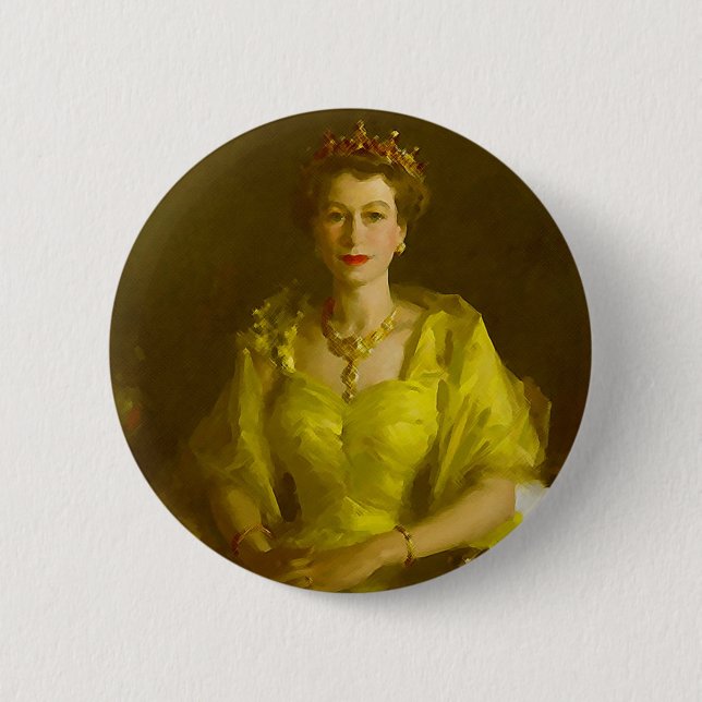 Queen Elizabeth II 6 Cm Round Badge (Front)