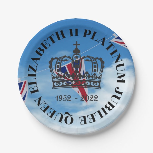 Queen Elizabeth II Platinum Jubilee paper plate (Front)