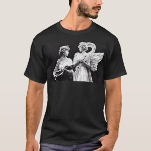 Queen Elizabeth II playing the guitar as a angel. T-Shirt