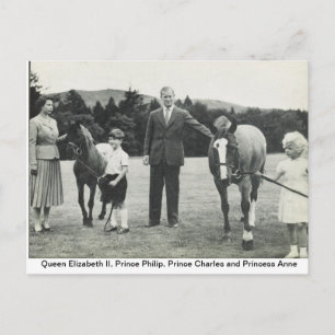 Queen Elizabeth II,  Prince Philip, Charles, Anne Postcard