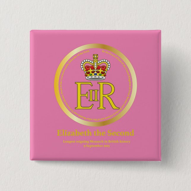 Queen Elizabeth II Reign 15 Cm Square Badge (Front)