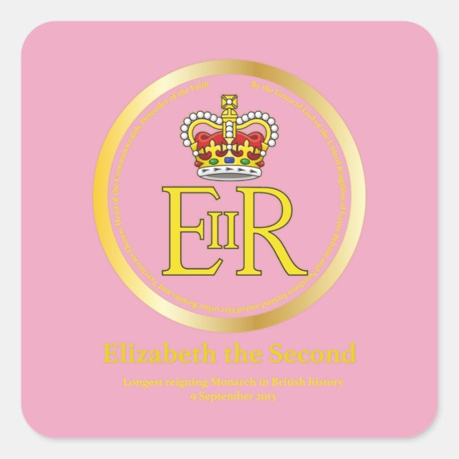 Queen Elizabeth II Reign Square Sticker (Front)