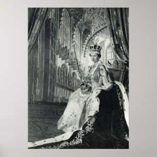 Queen Elizabeth II wearing coronation regalia Poster
