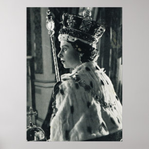 Queen Elizabeth II wearing coronation regalia Poster