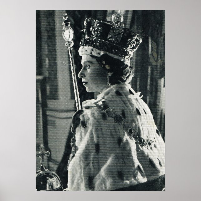 Queen Elizabeth II wearing coronation regalia Poster (Front)