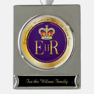 Queen Elizabeth Longest Reign Medal Silver Plated Banner Ornament