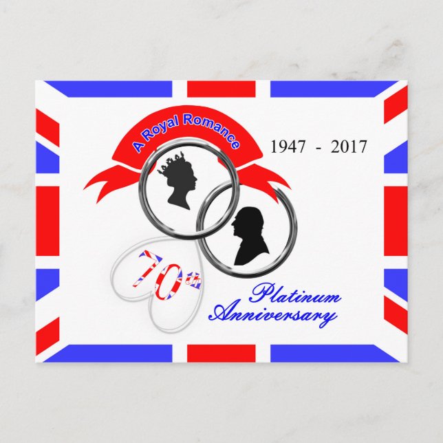 Queen Elizabeth Prince Philip 70th Anniversary Postcard (Front)