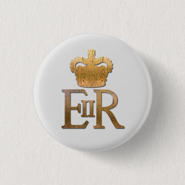 Queen Elizabeth Royal Crown 3 Cm Round Badge (Front)