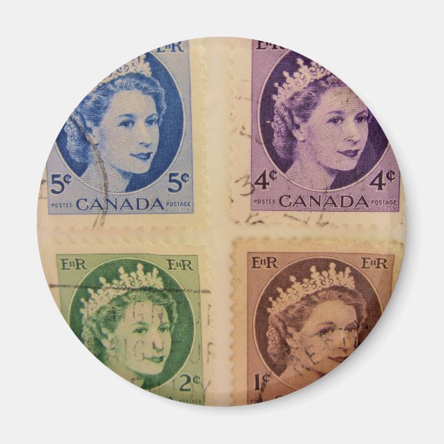 Queen Elizabeth Vintage Stamps Magnet (Front)